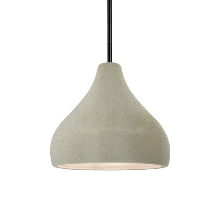 Justice Designs CER-6560-CKC-MBLK-RIGID One Light Pendant, Celadon Green Crackle