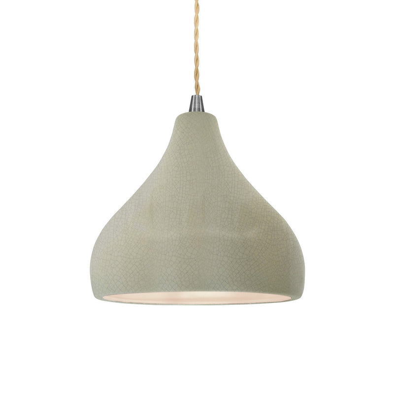 Justice Designs CER-6560-CKC-NCKL-BEIG-TWST One Light Pendant, Celadon Green Crackle