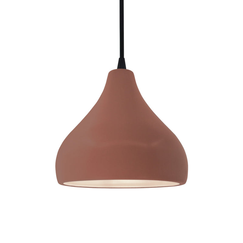 Justice Designs CER-6560-CLAY-MBLK-BKCD One Light Pendant, Canyon Clay