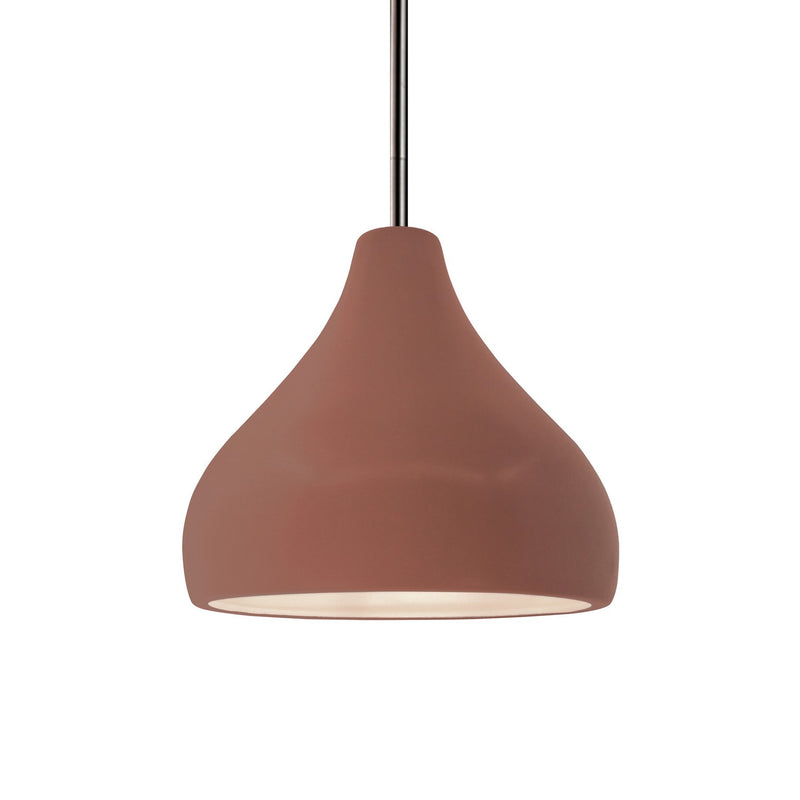 Justice Designs CER-6560-CLAY-NCKL-RIGID One Light Pendant, Canyon Clay