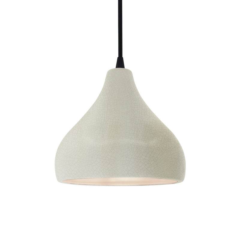 Justice Designs CER-6560-CRK-MBLK-BKCD One Light Pendant, White Crackle