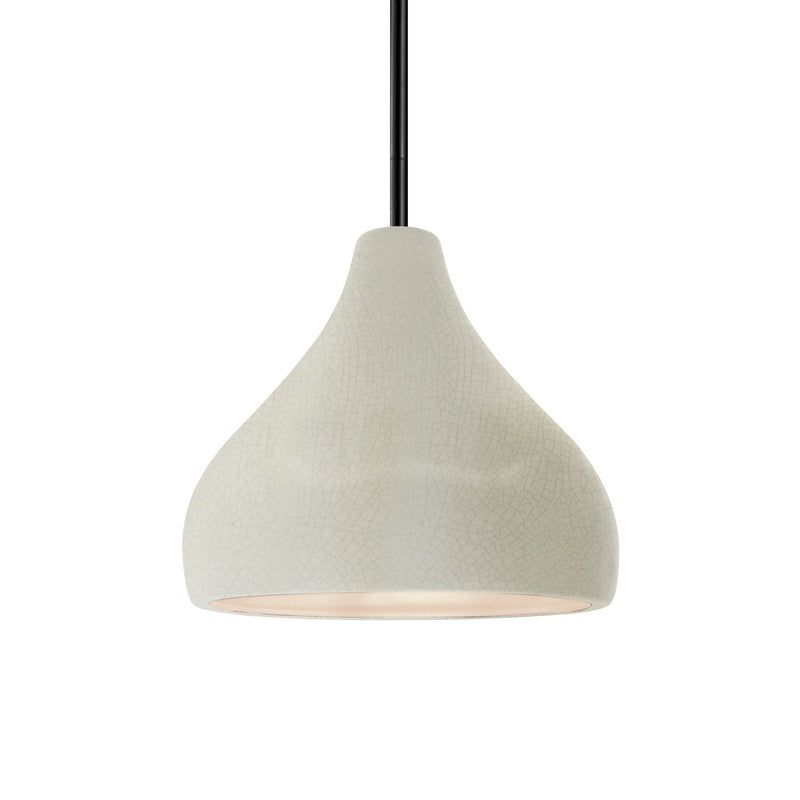 Justice Designs CER-6560-CRK-MBLK-RIGID One Light Pendant, White Crackle