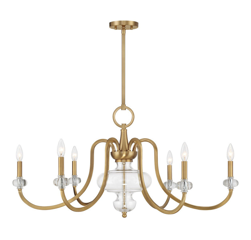 Savoy House 1-5802-6-322 Six Light Chandelier, Warm Brass