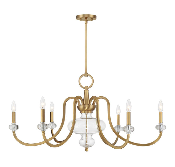 Savoy House 1-5802-6-322 Six Light Chandelier, Warm Brass