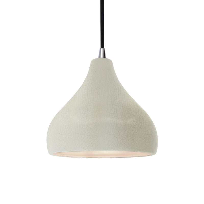 Justice Designs CER-6560-CRK-NCKL-BKCD One Light Pendant, White Crackle