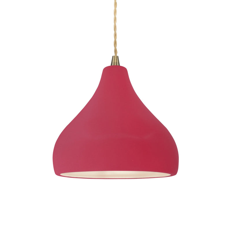 Justice Designs CER-6560-CRSE-ABRS-BEIG-TWST One Light Pendant, Cerise