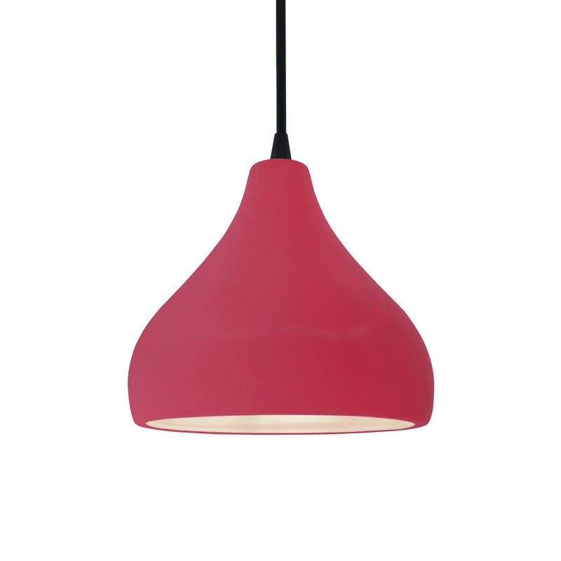 Justice Designs CER-6560-CRSE-MBLK-BKCD One Light Pendant, Cerise