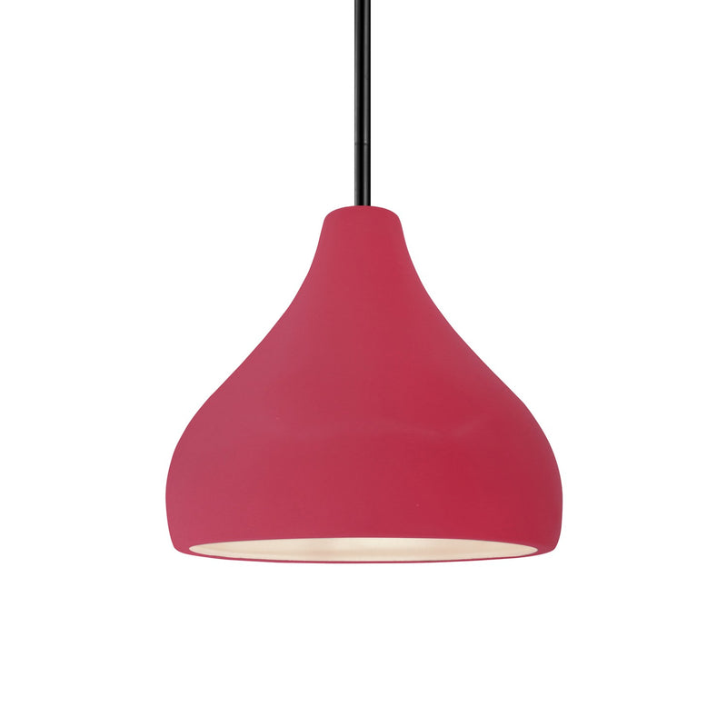 Justice Designs CER-6560-CRSE-MBLK-RIGID One Light Pendant, Cerise