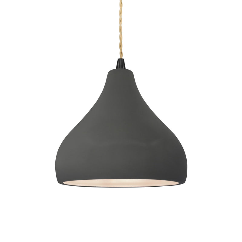 Justice Designs CER-6560-GRY-MBLK-BEIG-TWST One Light Pendant, Gloss Grey