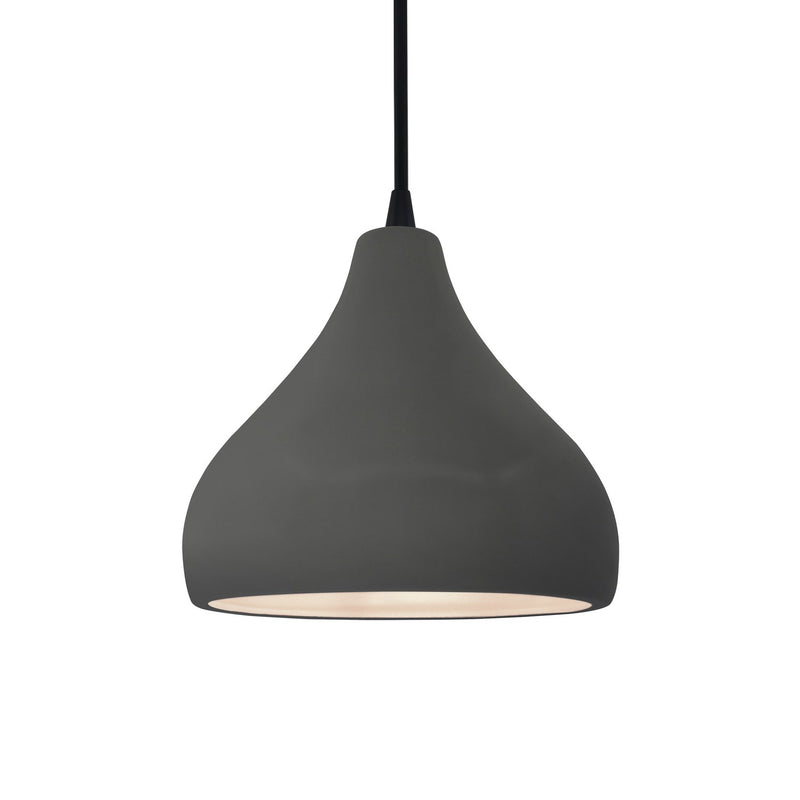 Justice Designs CER-6560-GRY-MBLK-BKCD One Light Pendant, Gloss Grey