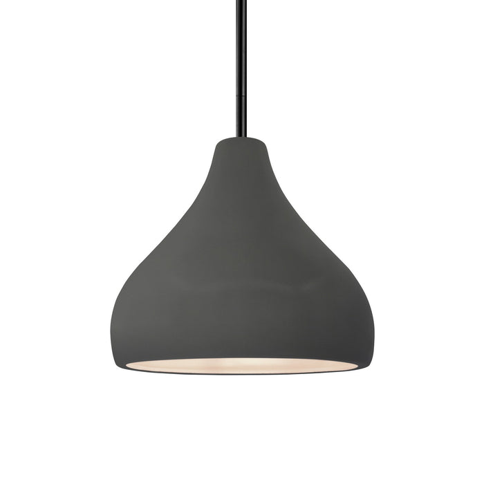 Justice Designs CER-6560-GRY-MBLK-RIGID One Light Pendant, Gloss Grey