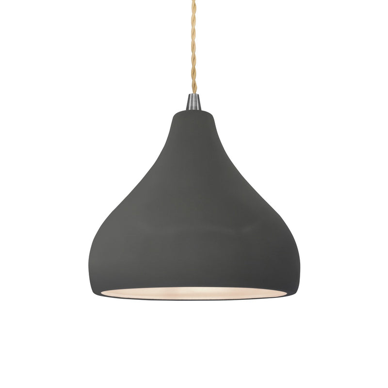 Justice Designs CER-6560-GRY-NCKL-BEIG-TWST One Light Pendant, Gloss Grey