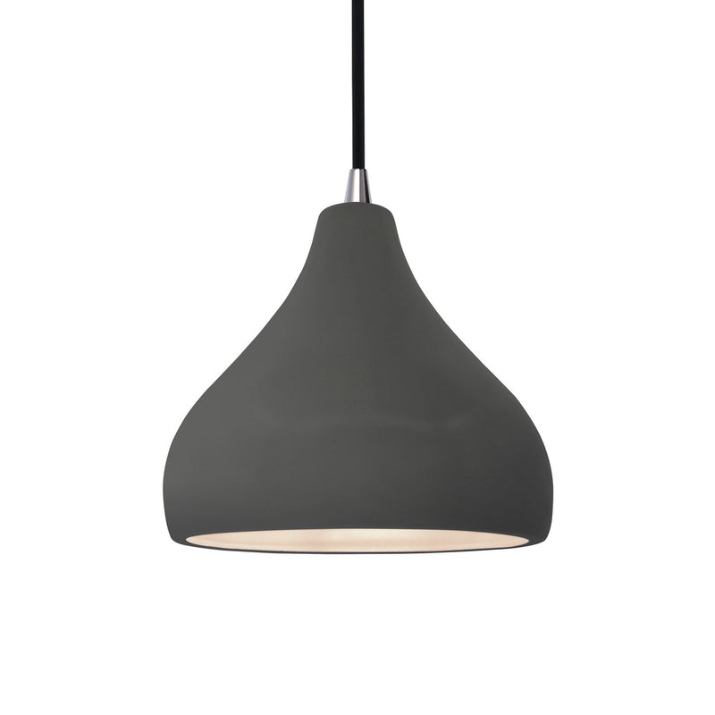 Justice Designs CER-6560-GRY-NCKL-BKCD One Light Pendant, Gloss Grey