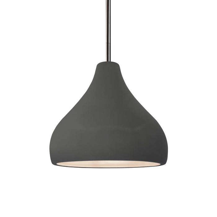Justice Designs CER-6560-GRY-NCKL-RIGID One Light Pendant, Gloss Grey
