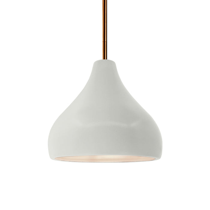 Justice Designs CER-6560-MAT-NCKL-RIGID One Light Pendant, Matte White