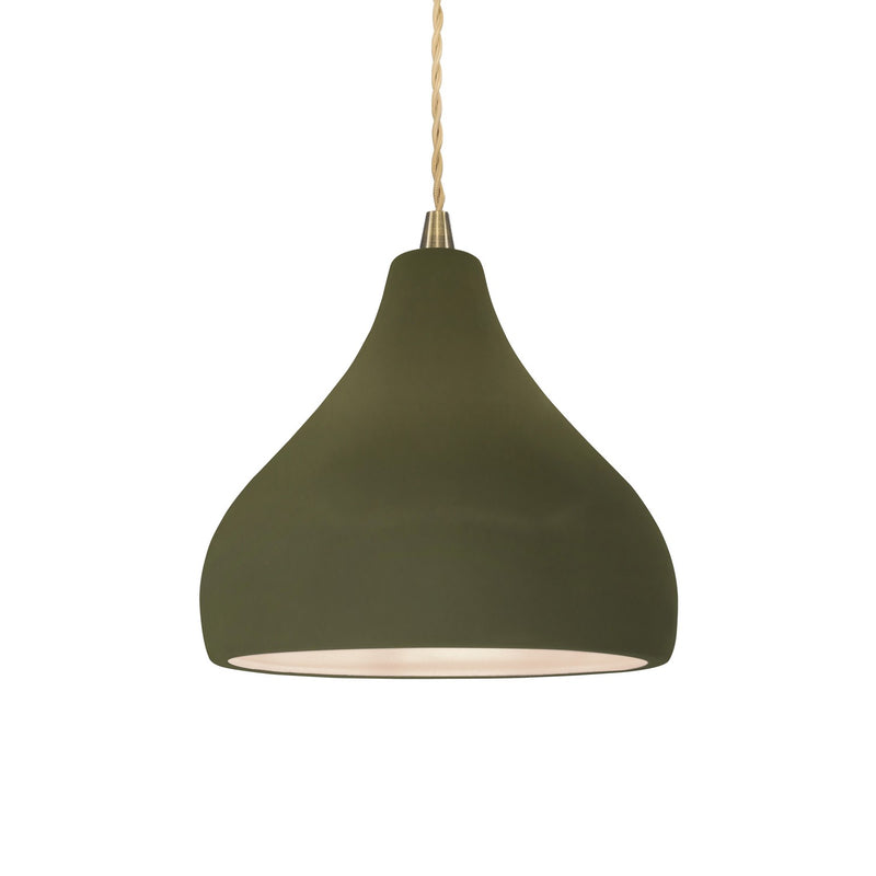 Justice Designs CER-6560-MGRN-ABRS-BEIG-TWST One Light Pendant, Matte Green