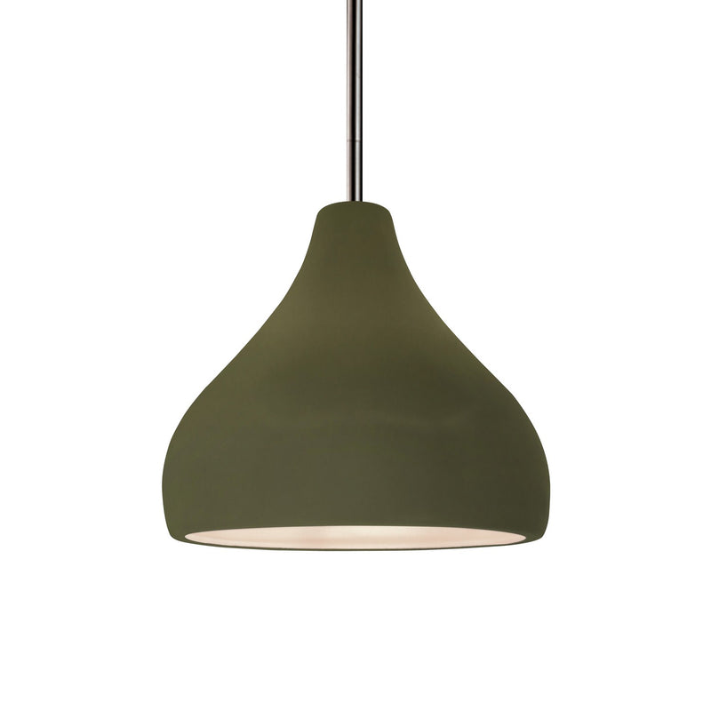 Justice Designs CER-6560-MGRN-NCKL-RIGID One Light Pendant, Matte Green