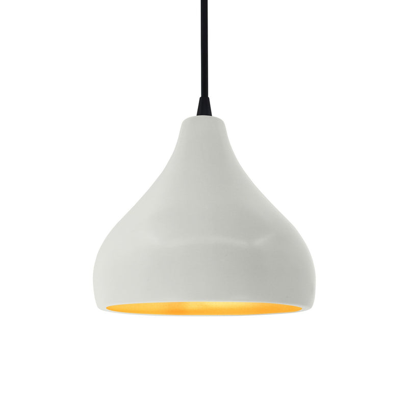 Justice Designs CER-6560-MTGD-MBLK-BKCD One Light Pendant, Matte White w/ Champagne Gold