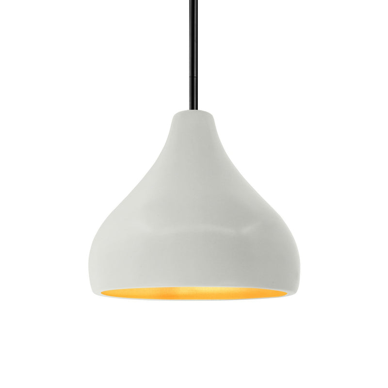 Justice Designs CER-6560-MTGD-MBLK-RIGID One Light Pendant, Matte White w/ Champagne Gold