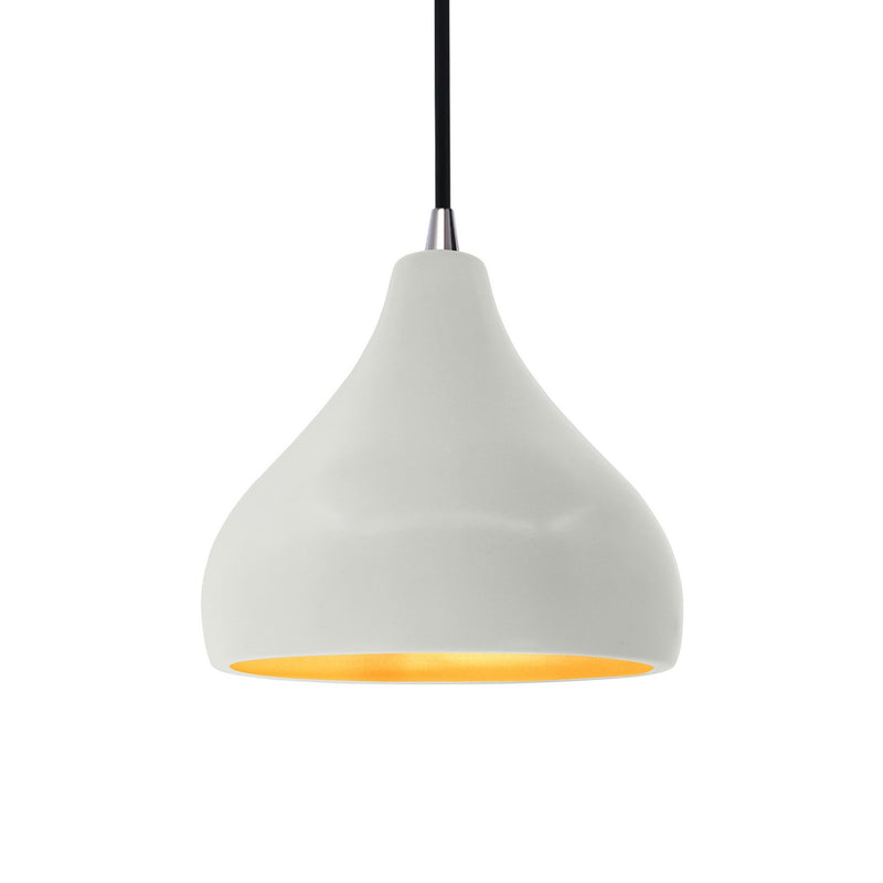 Justice Designs CER-6560-MTGD-NCKL-BKCD One Light Pendant, Matte White w/ Champagne Gold