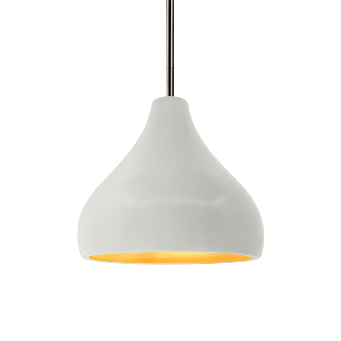 Justice Designs CER-6560-MTGD-NCKL-RIGID One Light Pendant, Matte White w/ Champagne Gold