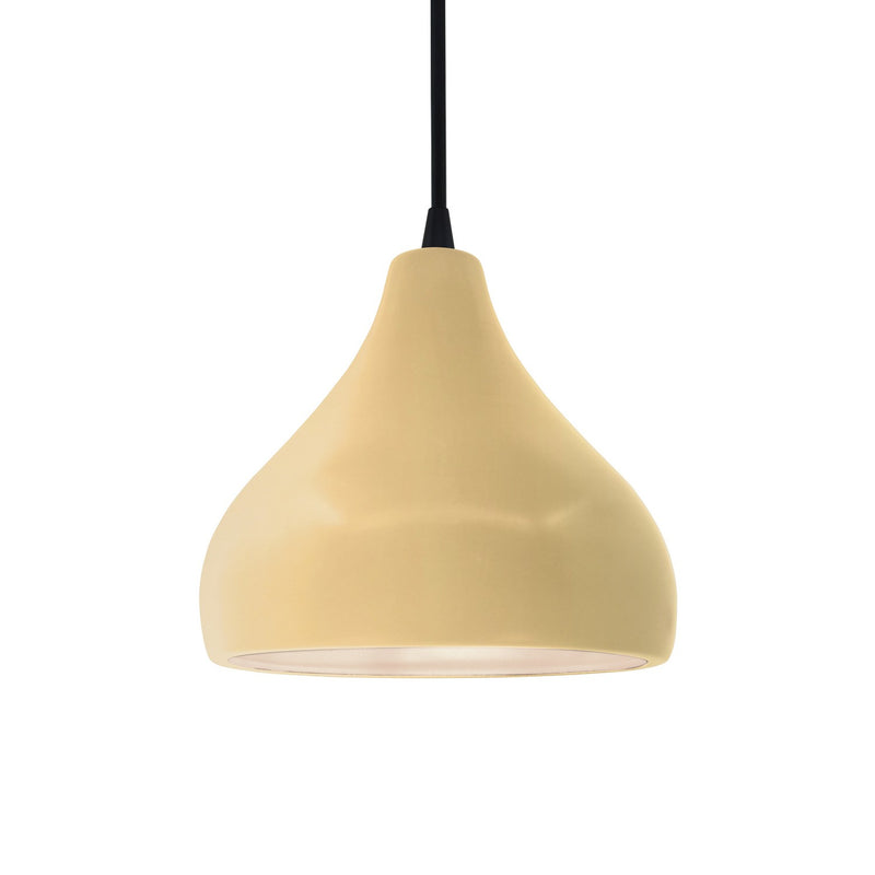 Justice Designs CER-6560-MYLW-MBLK-BKCD One Light Pendant, Muted Yellow