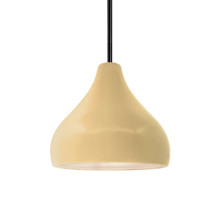 Justice Designs CER-6560-MYLW-MBLK-RIGID One Light Pendant, Muted Yellow