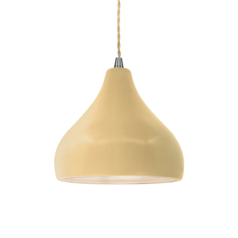 Justice Designs CER-6560-MYLW-NCKL-BEIG-TWST One Light Pendant, Muted Yellow
