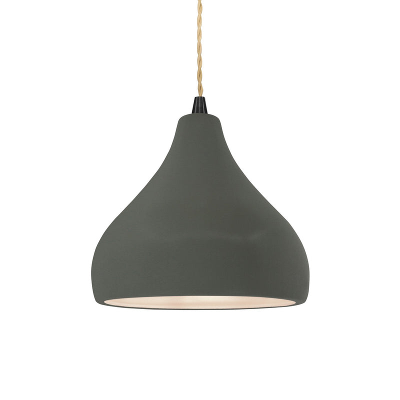 Justice Designs CER-6560-PWGN-MBLK-BEIG-TWST One Light Pendant, Pewter Green