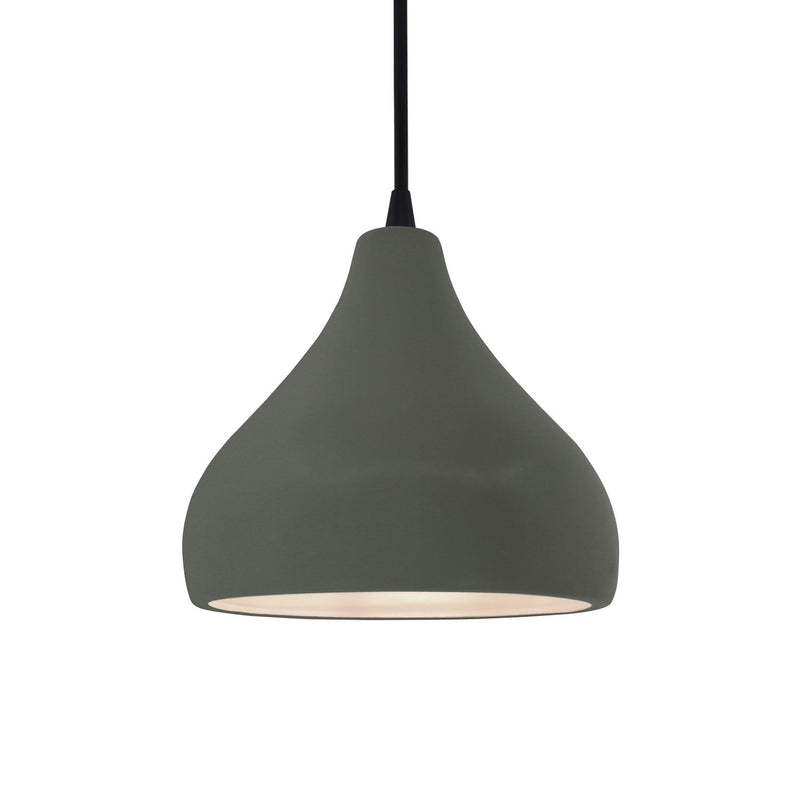 Justice Designs CER-6560-PWGN-MBLK-BKCD One Light Pendant, Pewter Green
