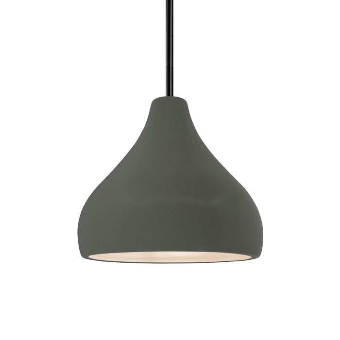 Justice Designs CER-6560-PWGN-MBLK-RIGID One Light Pendant, Pewter Green