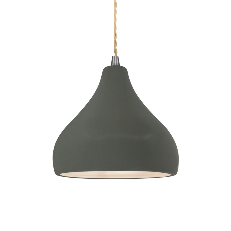 Justice Designs CER-6560-PWGN-NCKL-BEIG-TWST One Light Pendant, Pewter Green