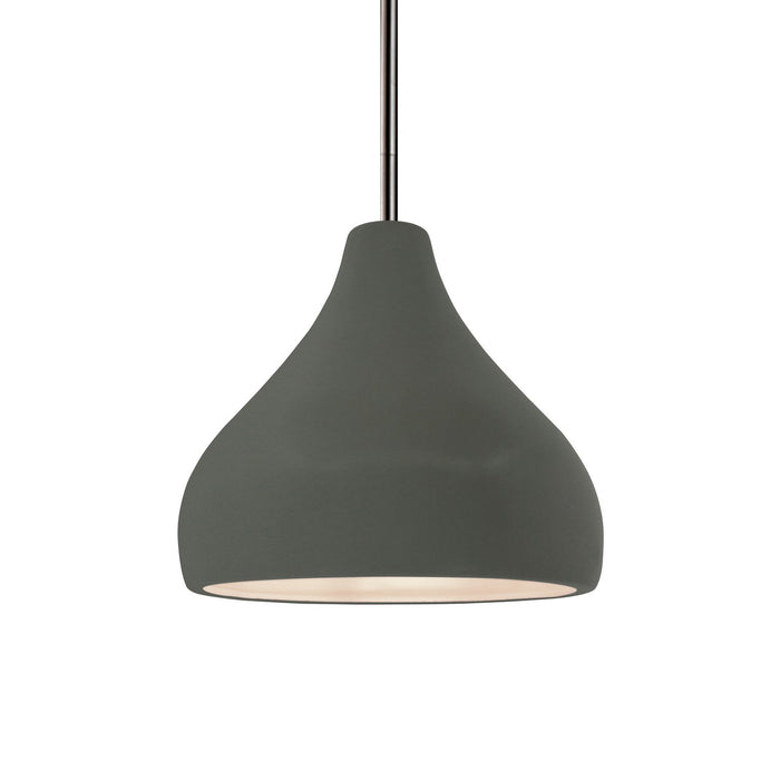 Justice Designs CER-6560-PWGN-NCKL-RIGID One Light Pendant, Pewter Green