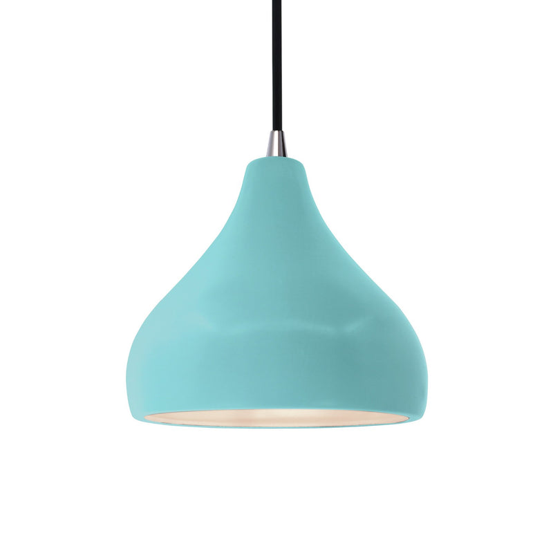 Justice Designs CER-6560-RFPL-NCKL-BKCD One Light Pendant, Reflecting Pool