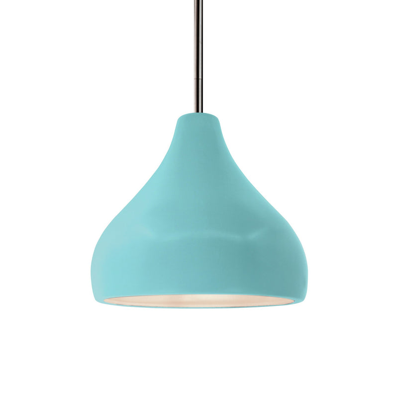 Justice Designs CER-6560-RFPL-NCKL-RIGID One Light Pendant, Reflecting Pool