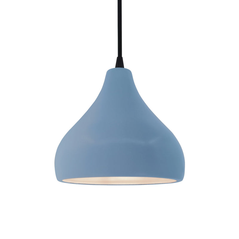 Justice Designs CER-6560-SKBL-MBLK-BKCD One Light Pendant, Sky Blue