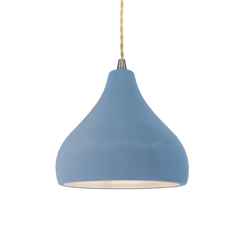 Justice Designs CER-6560-SKBL-NCKL-BEIG-TWST One Light Pendant, Sky Blue