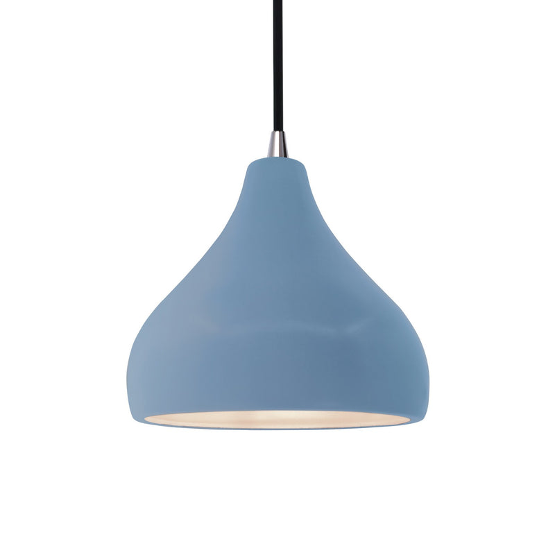 Justice Designs CER-6560-SKBL-NCKL-BKCD One Light Pendant, Sky Blue