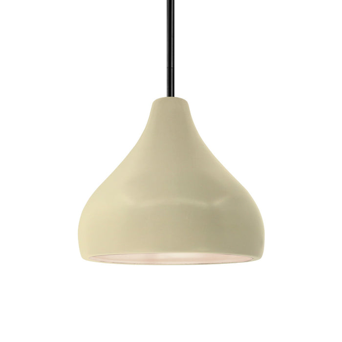 Justice Designs CER-6560-VAN-MBLK-RIGID One Light Pendant, Vanilla (Gloss)