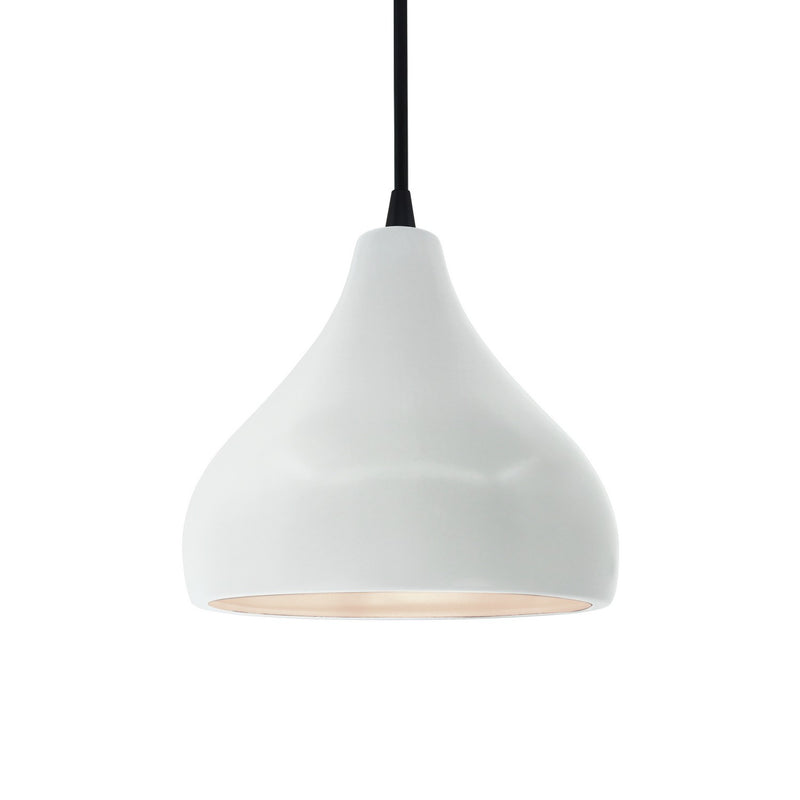 Justice Designs CER-6560-WHT-MBLK-BKCD One Light Pendant, Gloss White