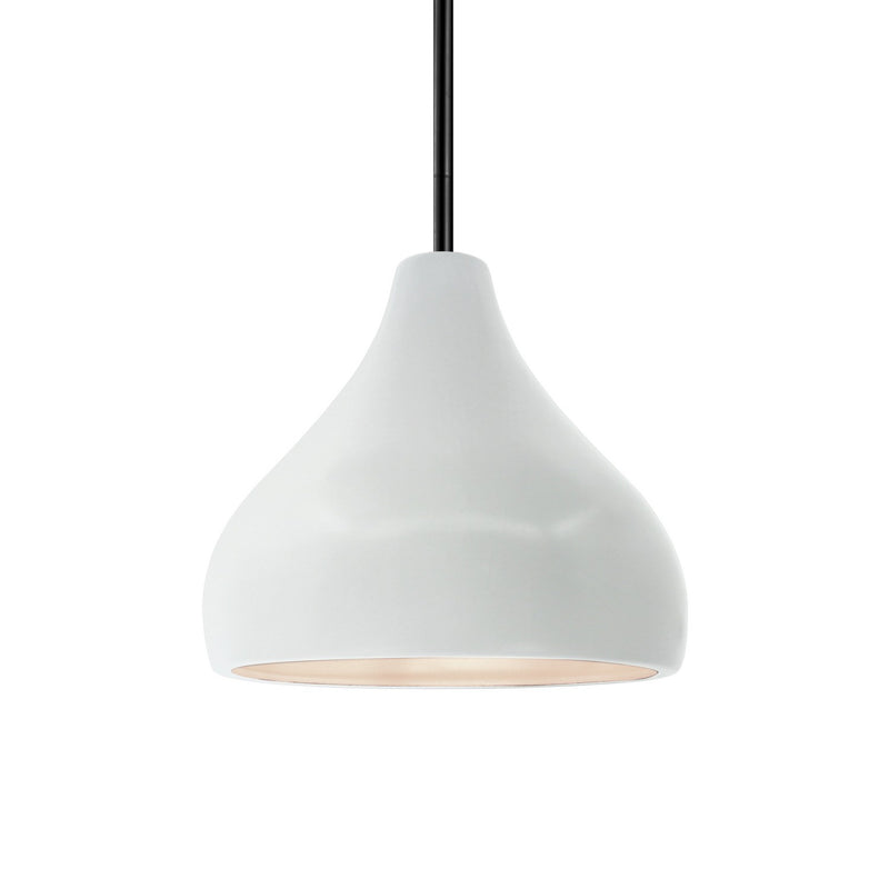 Justice Designs CER-6560-WHT-MBLK-RIGID One Light Pendant, Gloss White