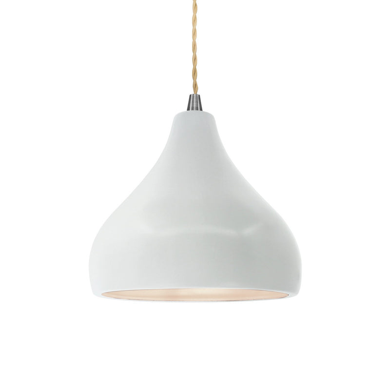 Justice Designs CER-6560-WHT-NCKL-BEIG-TWST One Light Pendant, Gloss White