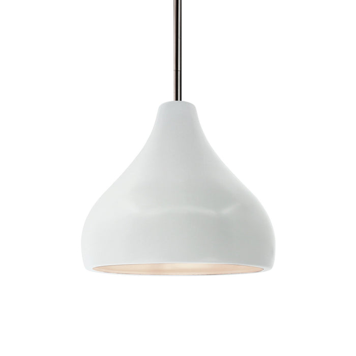 Justice Designs CER-6560-WTWT-NCKL-RIGID One Light Pendant, Gloss White (outside and inside of fixture)