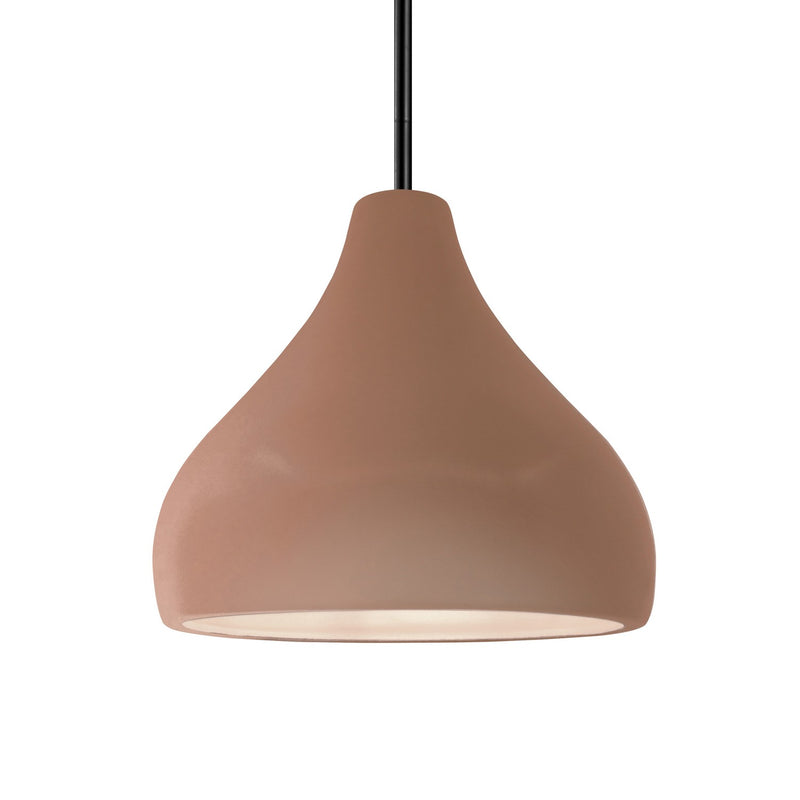 Justice Designs CER-6563-ADOB-MBLK-RIGID One Light Pendant, Adobe