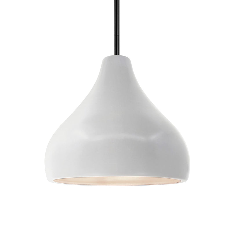 Justice Designs CER-6563-BIS-MBLK-RIGID One Light Pendant, Bisque