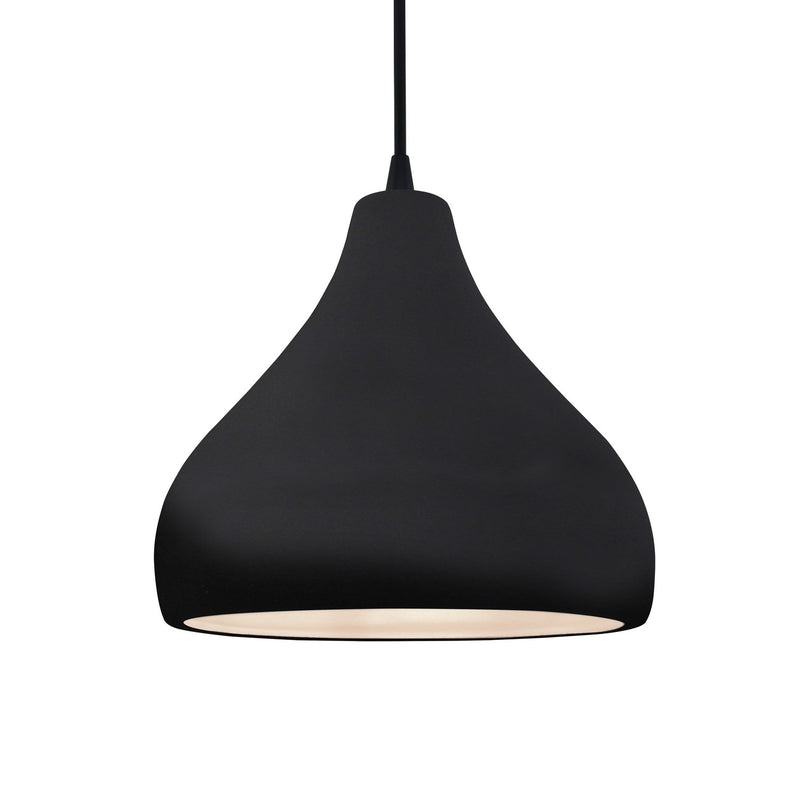Justice Designs CER-6563-BKMT-MBLK-BKCD One Light Pendant, Gloss Black w/ Matte White