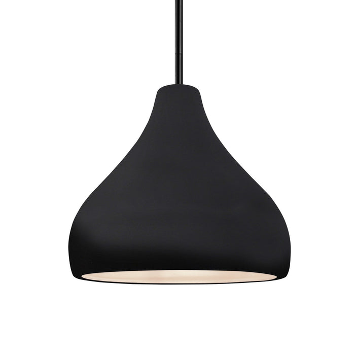 Justice Designs CER-6563-BKMT-MBLK-RIGID One Light Pendant, Gloss Black w/ Matte White