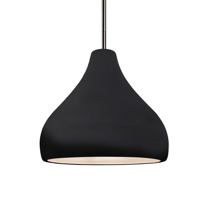 Justice Designs CER-6563-BKMT-NCKL-RIGID One Light Pendant, Gloss Black w/ Matte White