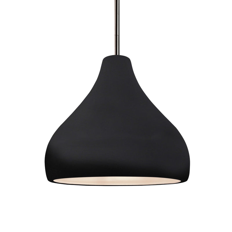 Justice Designs CER-6563-BLK-NCKL-RIGID One Light Pendant, Gloss Black
