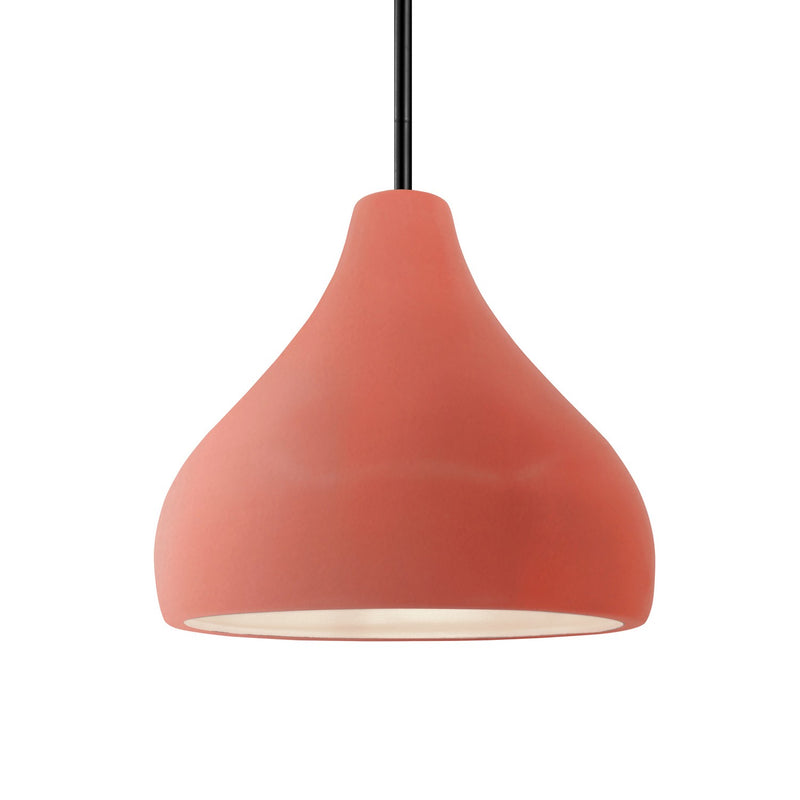Justice Designs CER-6563-BSH-MBLK-RIGID One Light Pendant, Gloss Blush